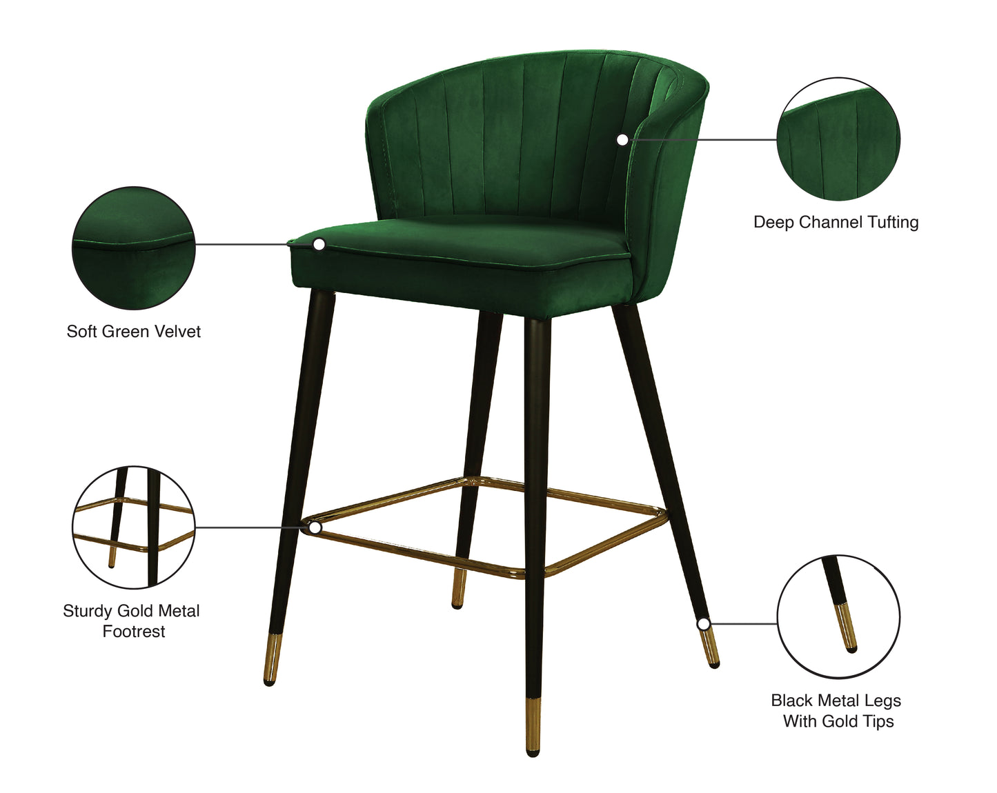 ivy green velvet stool c