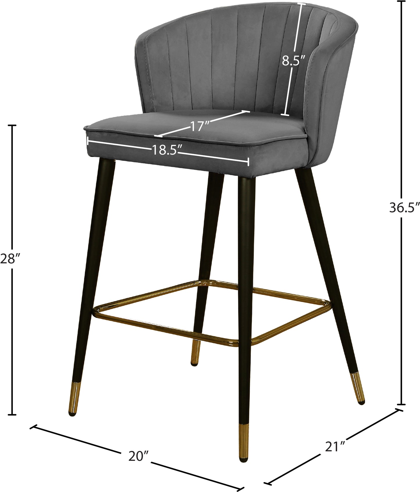 ivy grey velvet stool c