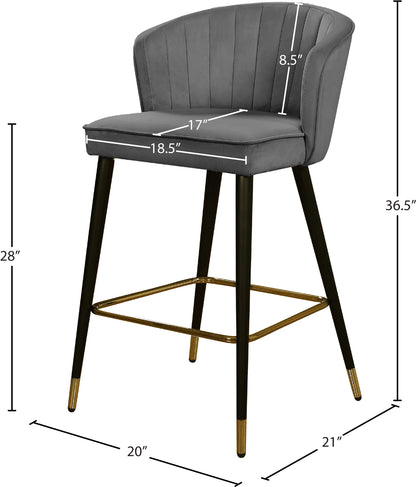 Ivy Grey Velvet Stool C