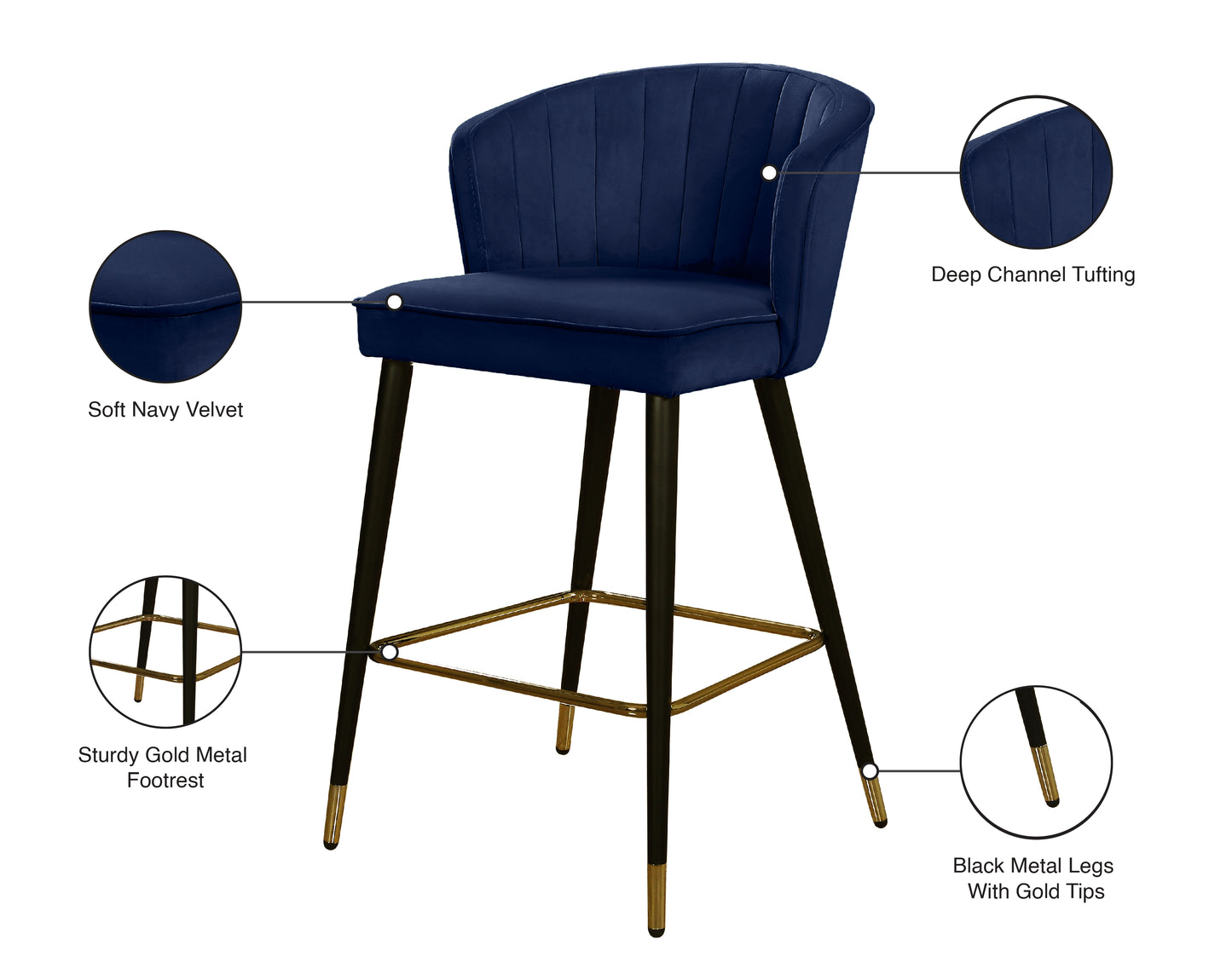 ivy navy velvet stool c