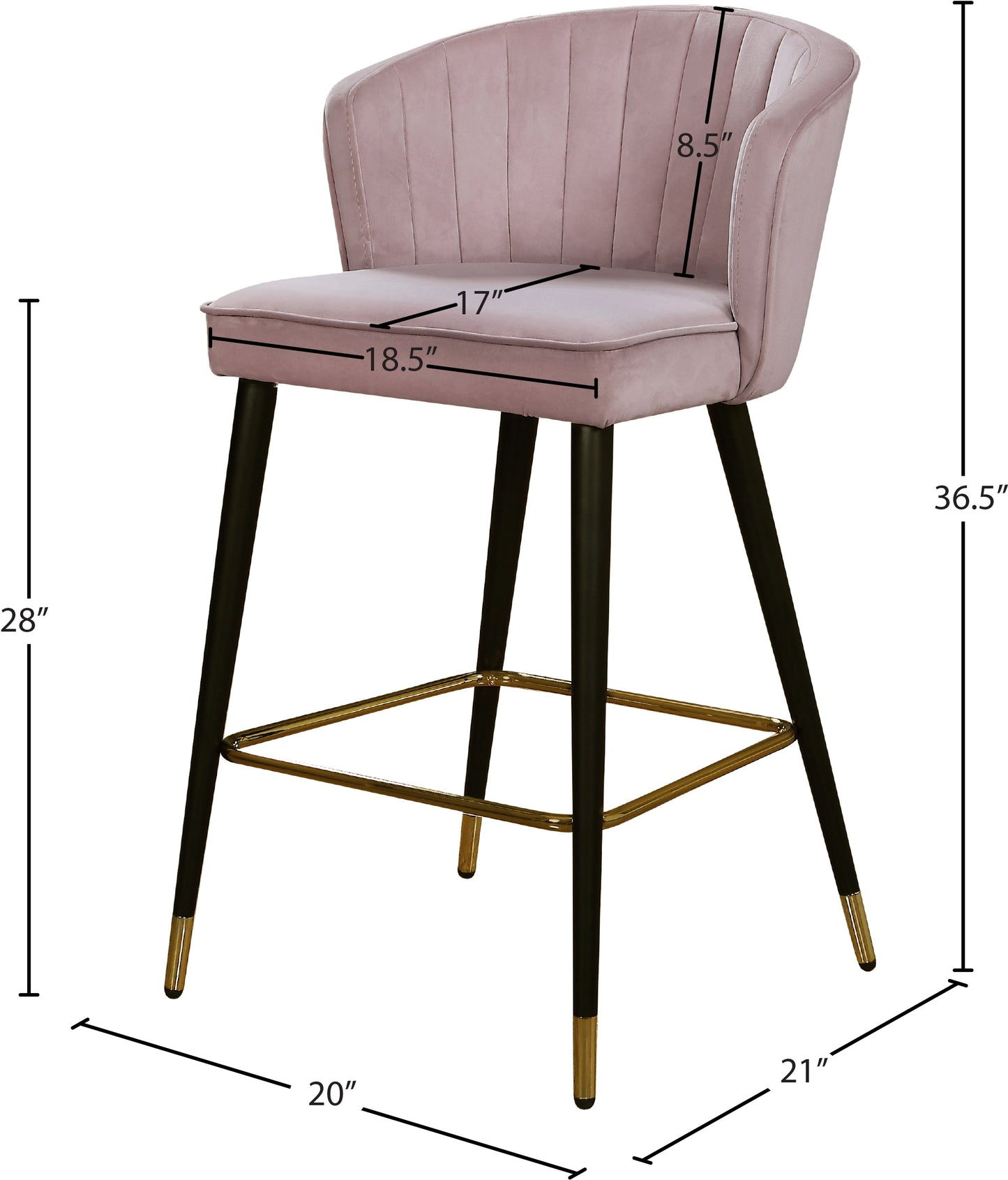 ivy pink velvet stool c