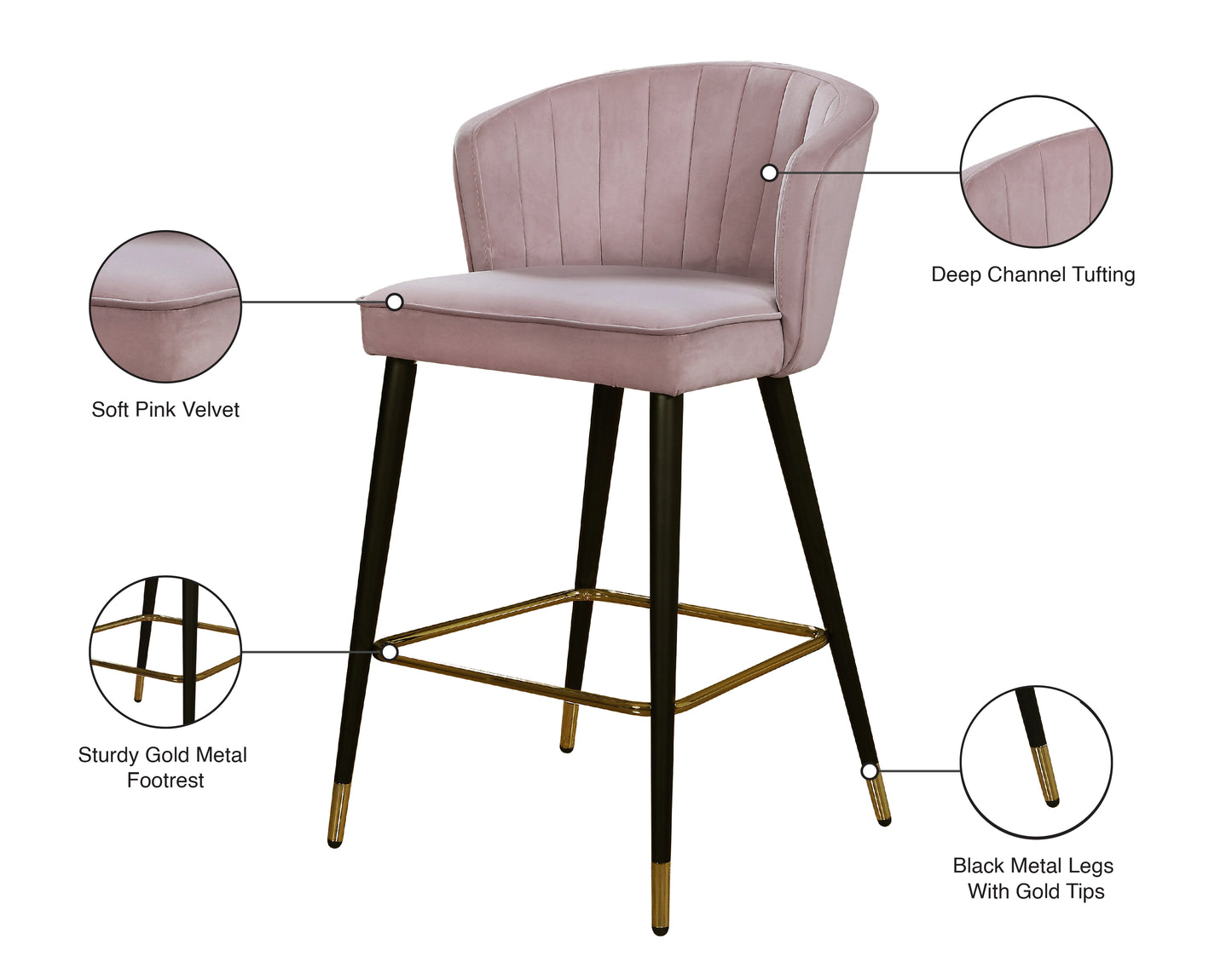 ivy pink velvet stool c