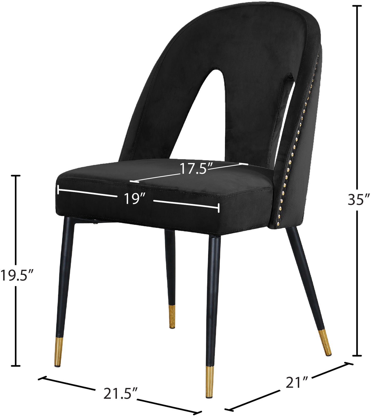 modernist black velvet dining chair c