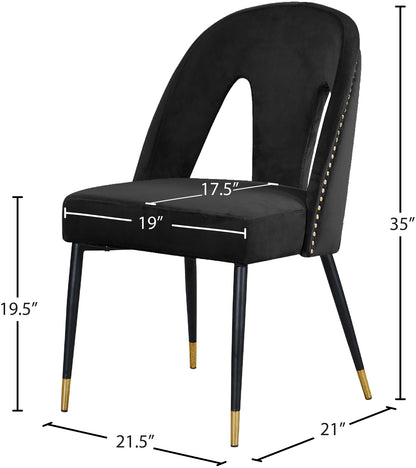 Modernist Black Velvet Dining Chair C