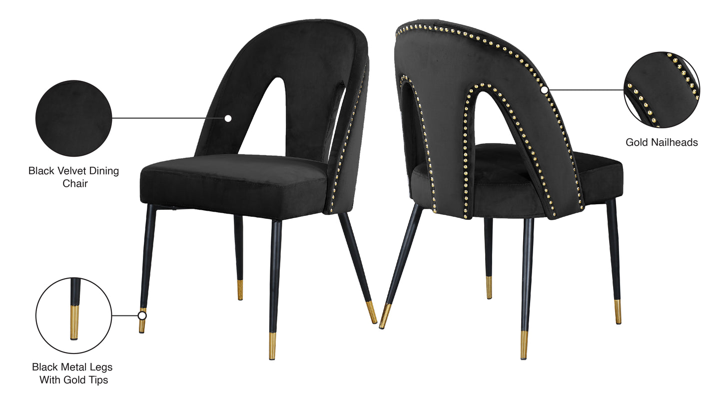 modernist black velvet dining chair c