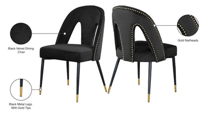 Modernist Black Velvet Dining Chair C