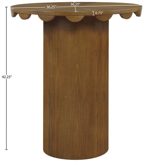 Selene 36.25" Brown Solid Wood And Natural Cane Bar Height Table, 1 Piece
