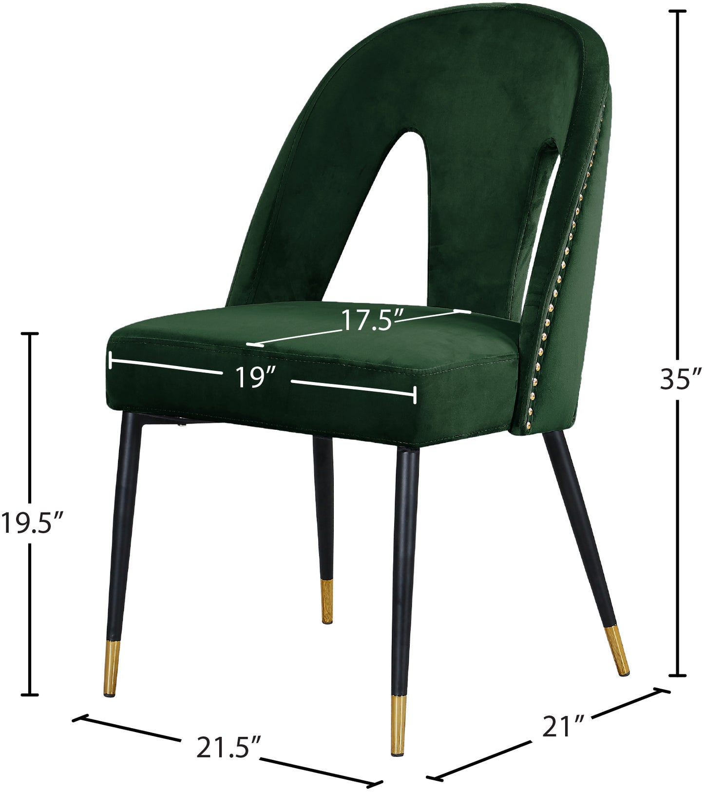 modernist green velvet dining chair c