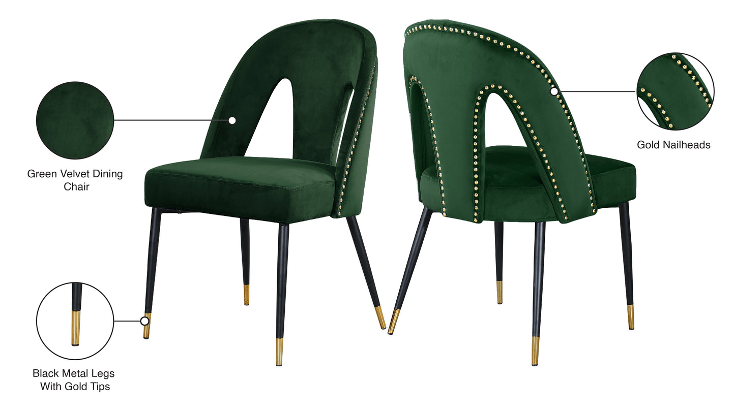 modernist green velvet dining chair c