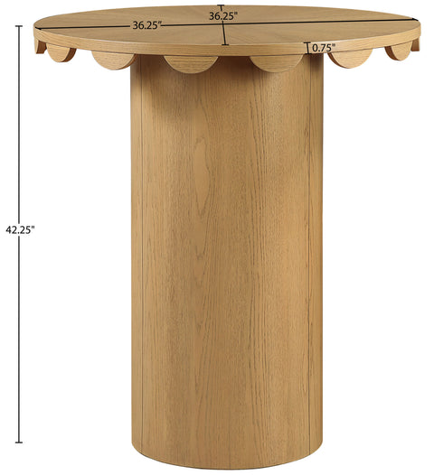 Selene 36.25" Natural Solid Wood And Natural Cane Bar Height Table, 1 Piece