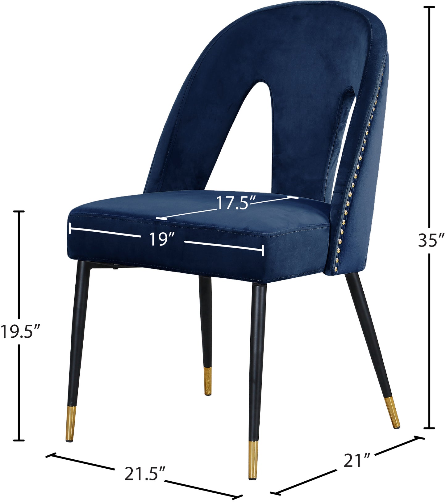 modernist navy velvet dining chair c