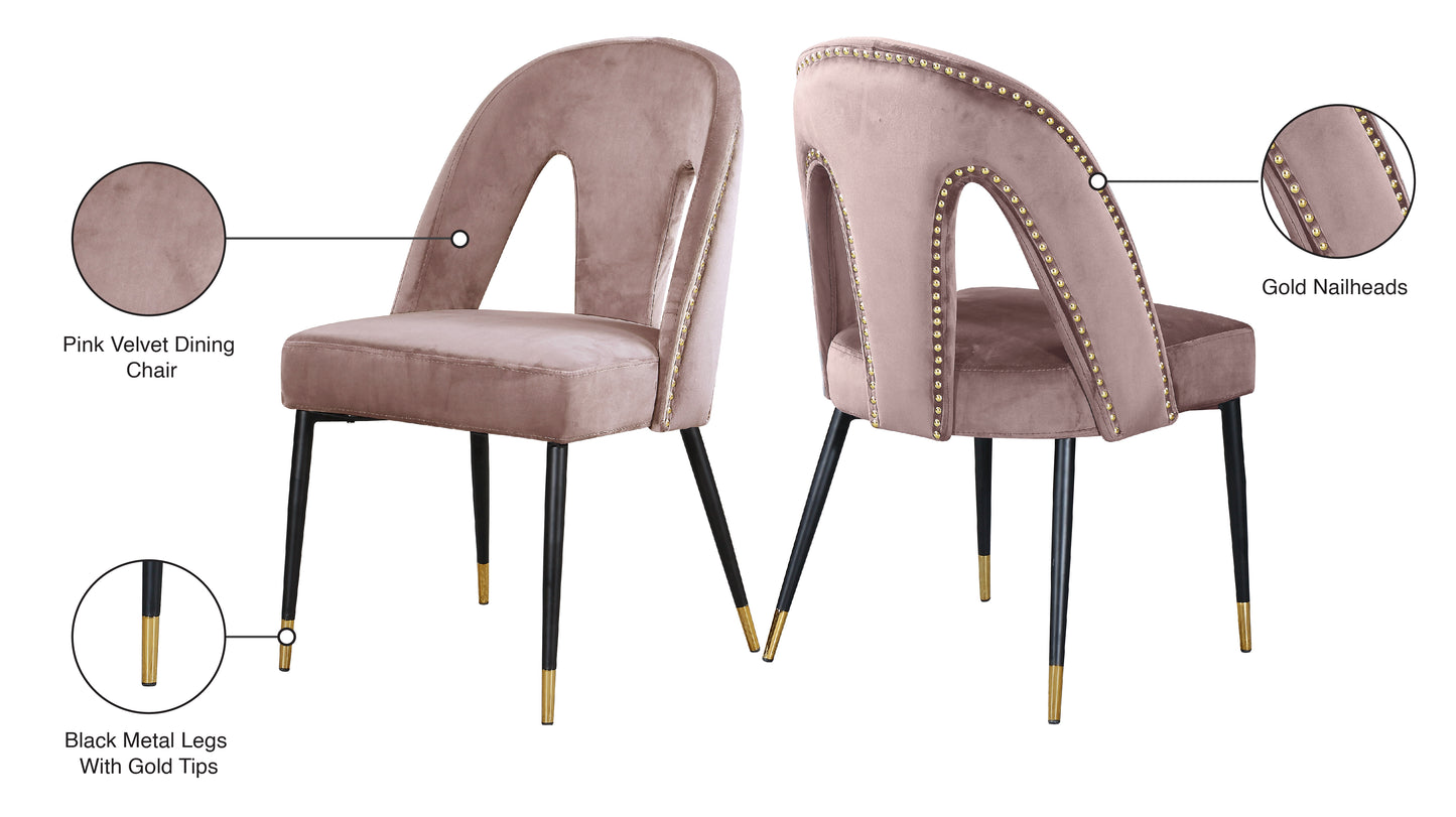 modernist pink velvet dining chair c