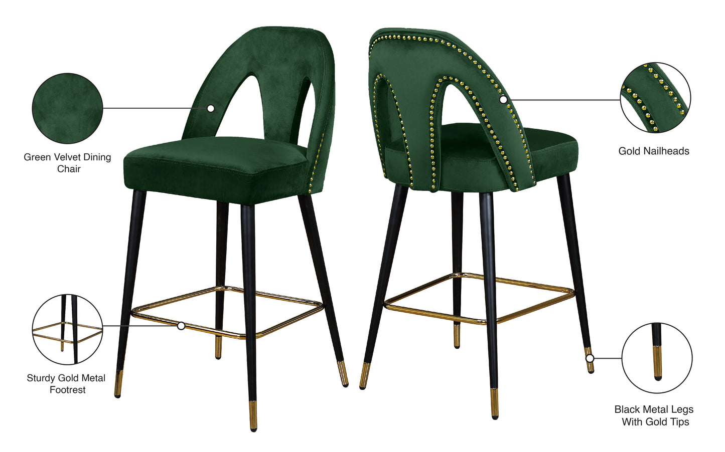 modernist green velvet stool c