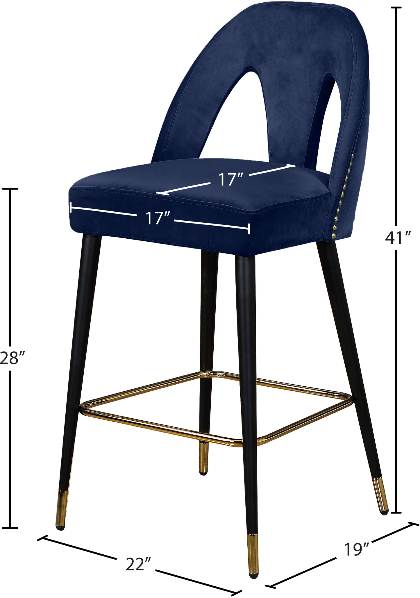 modernist navy velvet stool c