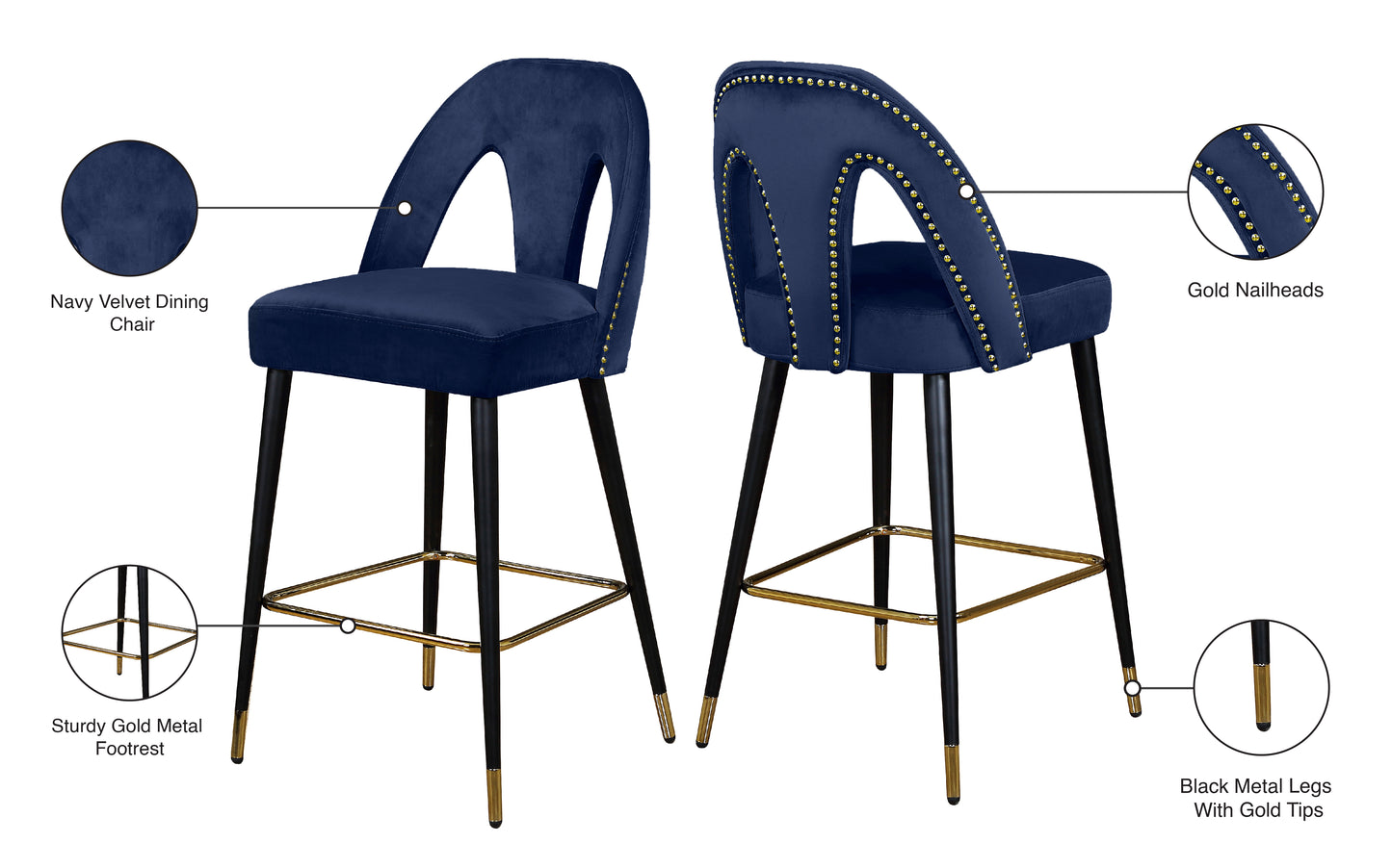 modernist navy velvet stool c