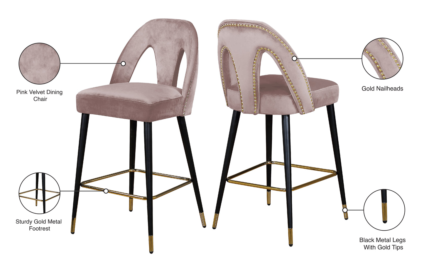 modernist pink velvet stool c