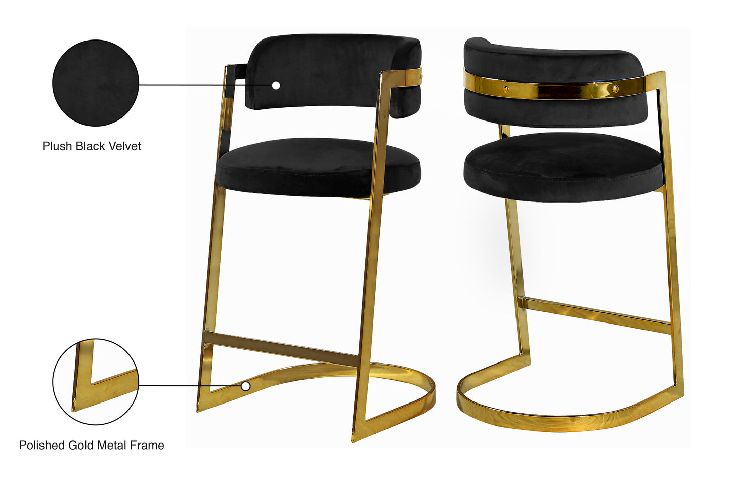 monad black velvet stool c