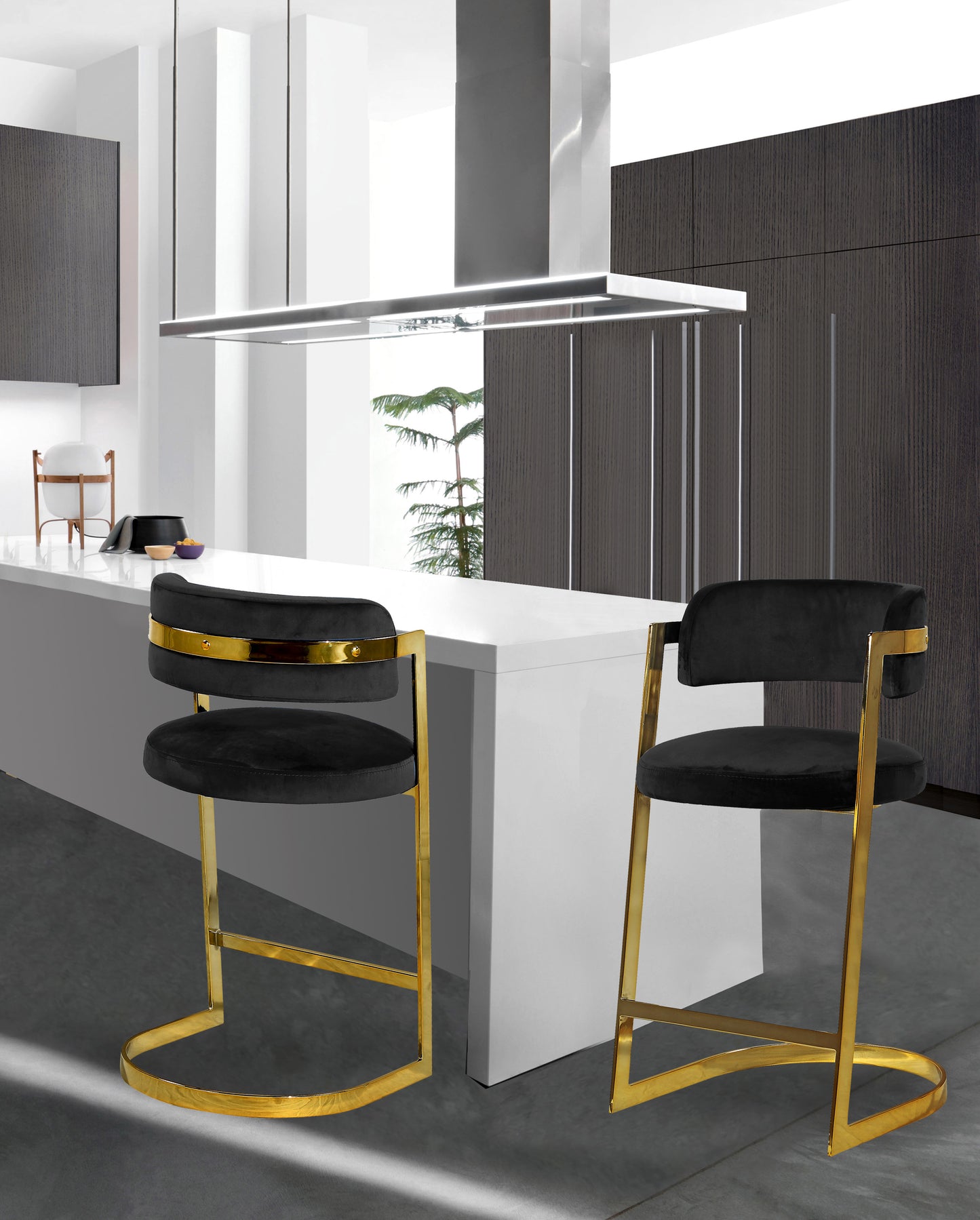 monad black velvet stool c