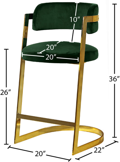 Monad Green Velvet Stool C