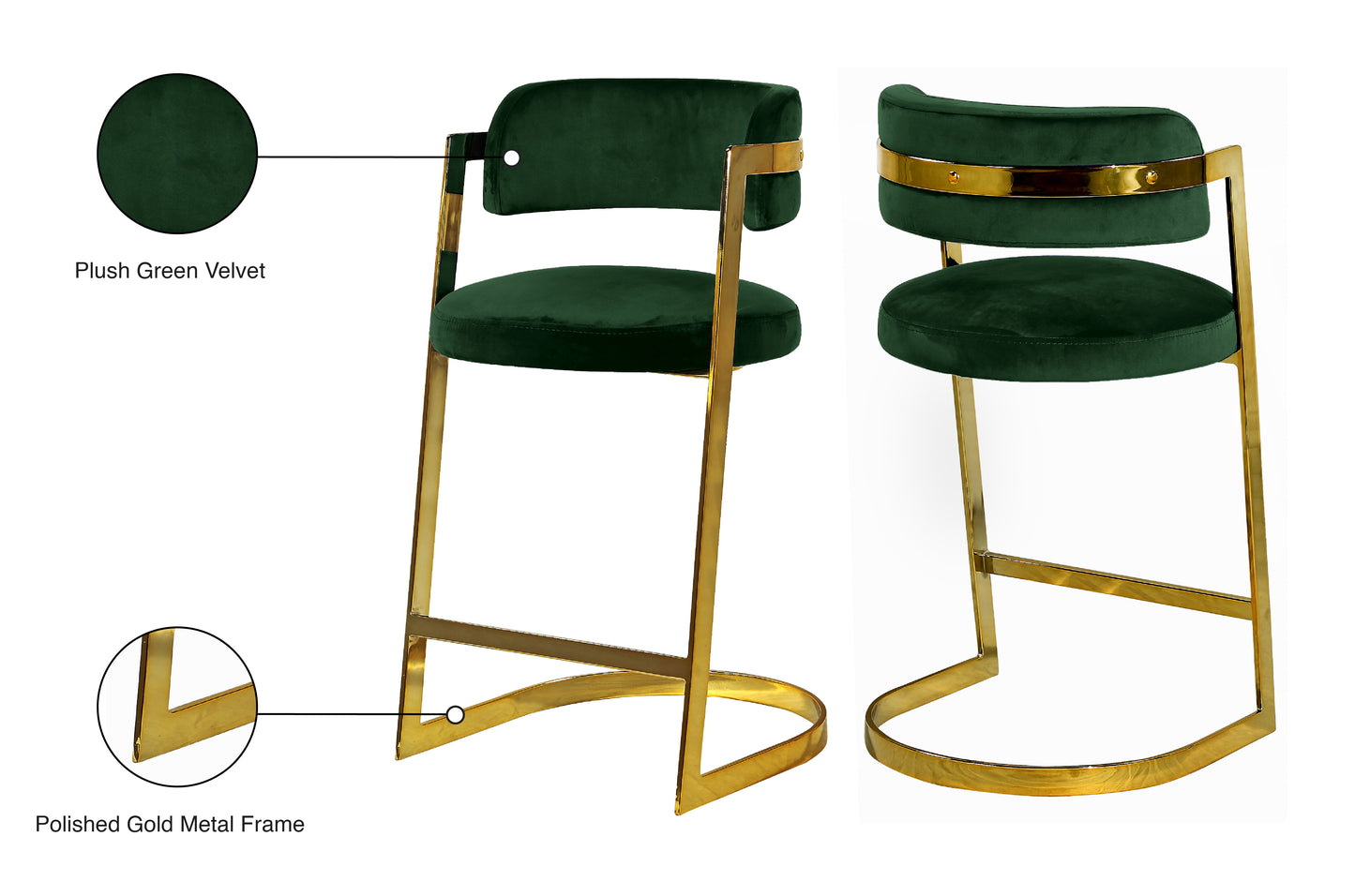 monad green velvet stool c