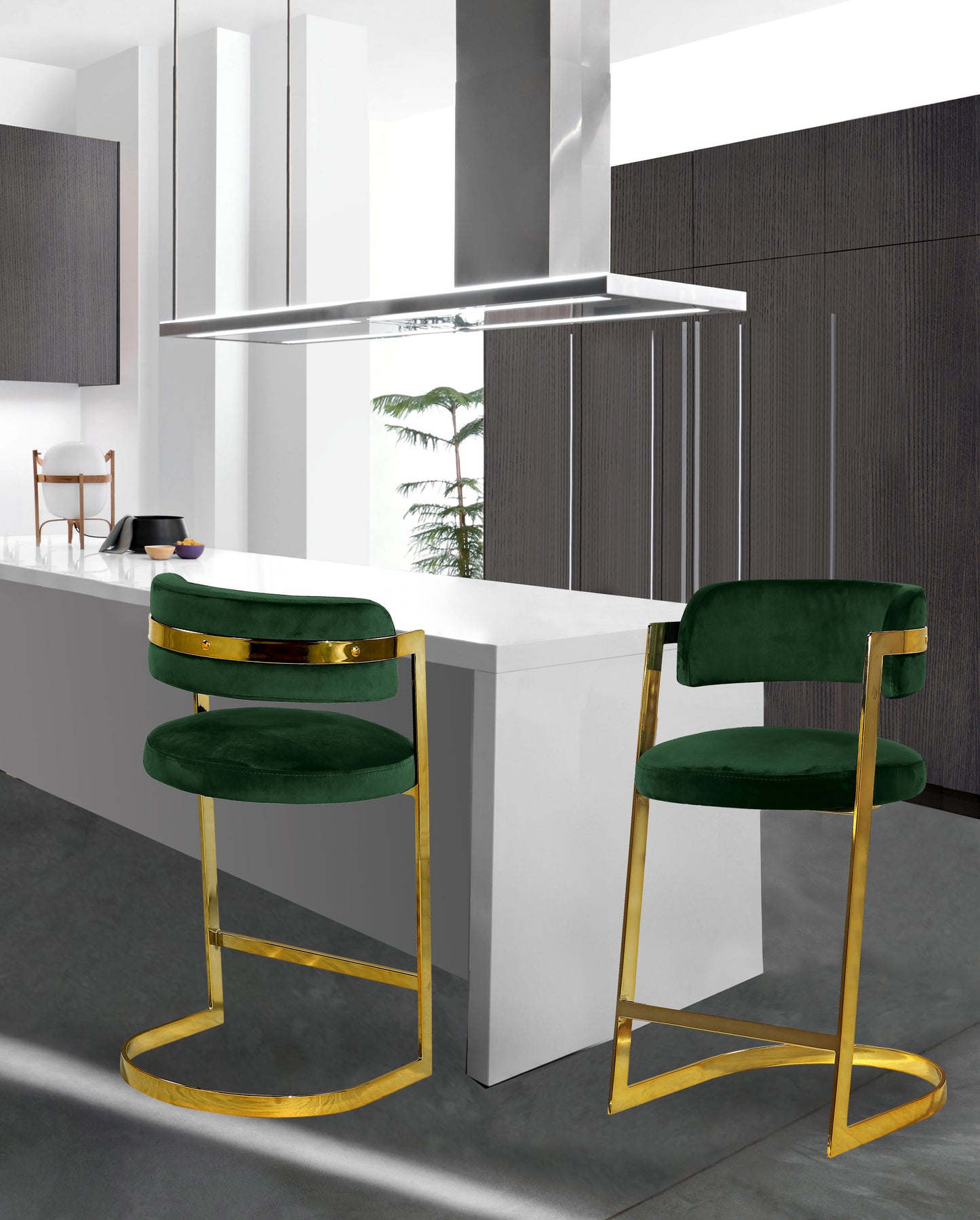 monad green velvet stool c