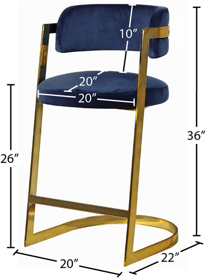 Monad Navy Velvet Stool C