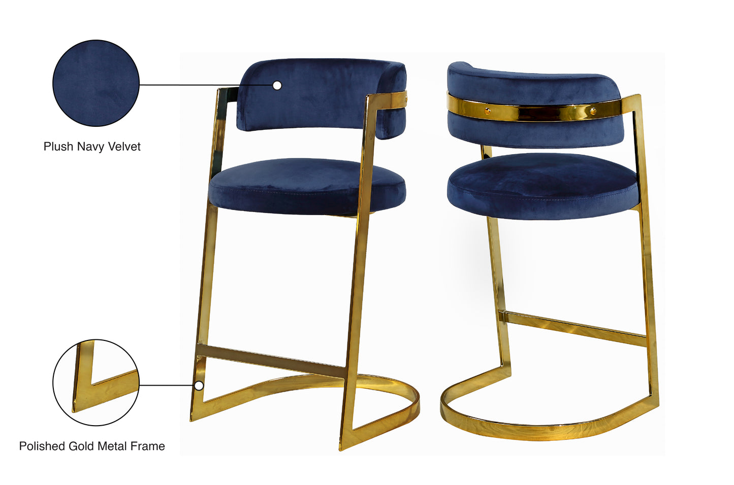 monad navy velvet stool c