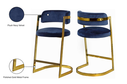 Monad Navy Velvet Stool C