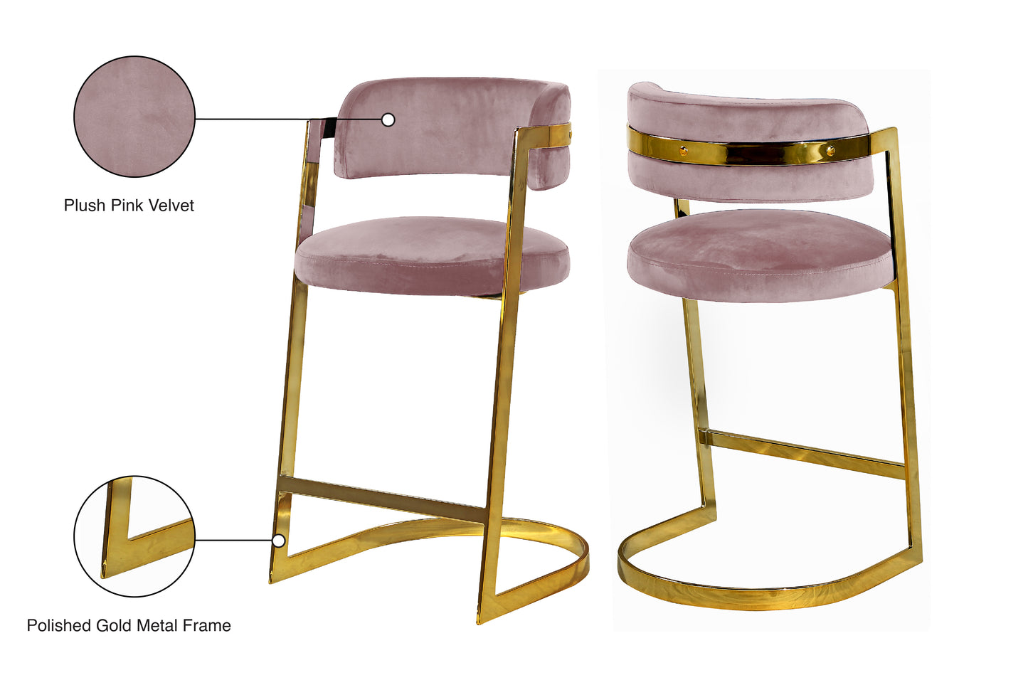 monad pink velvet stool c