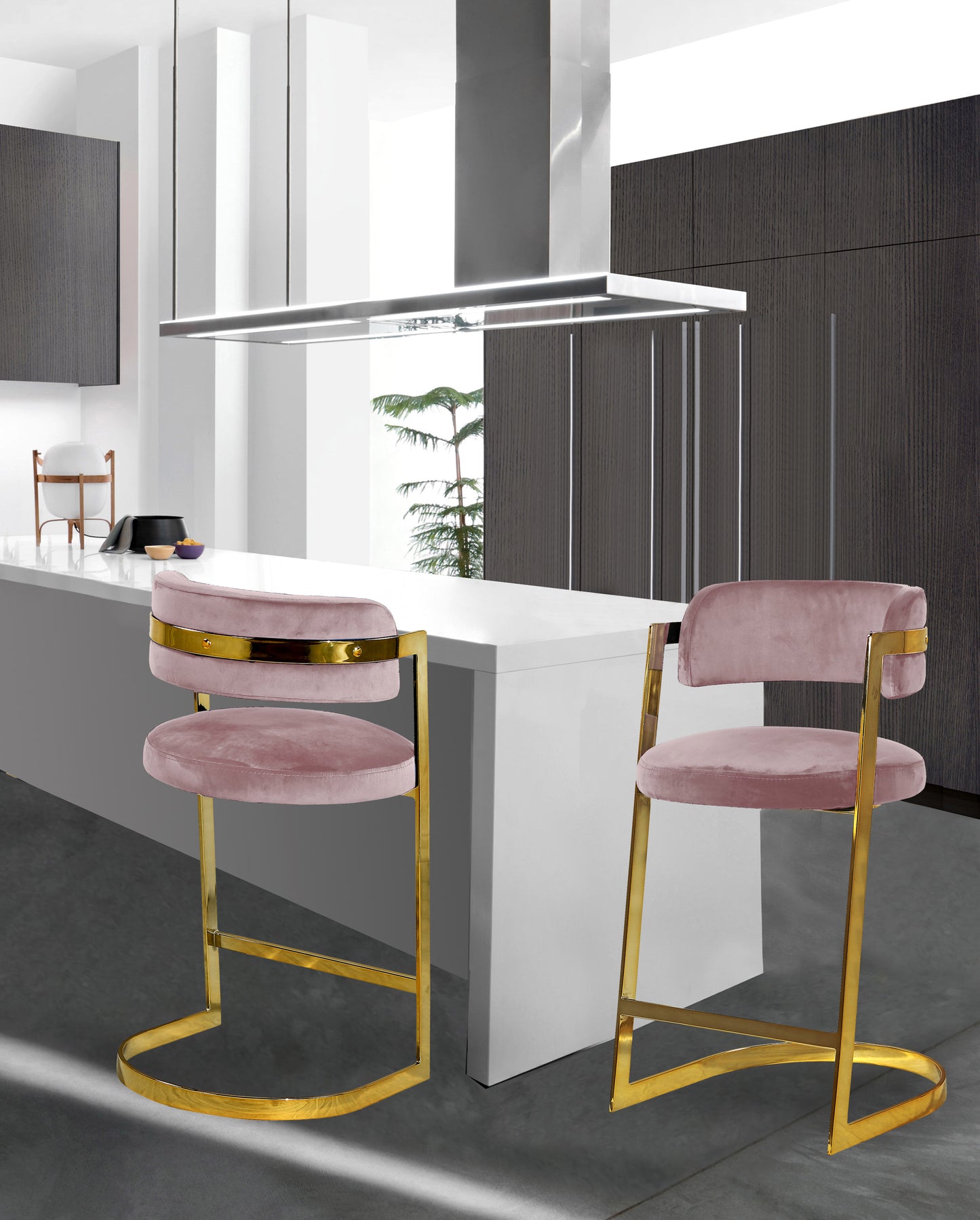 monad pink velvet stool c