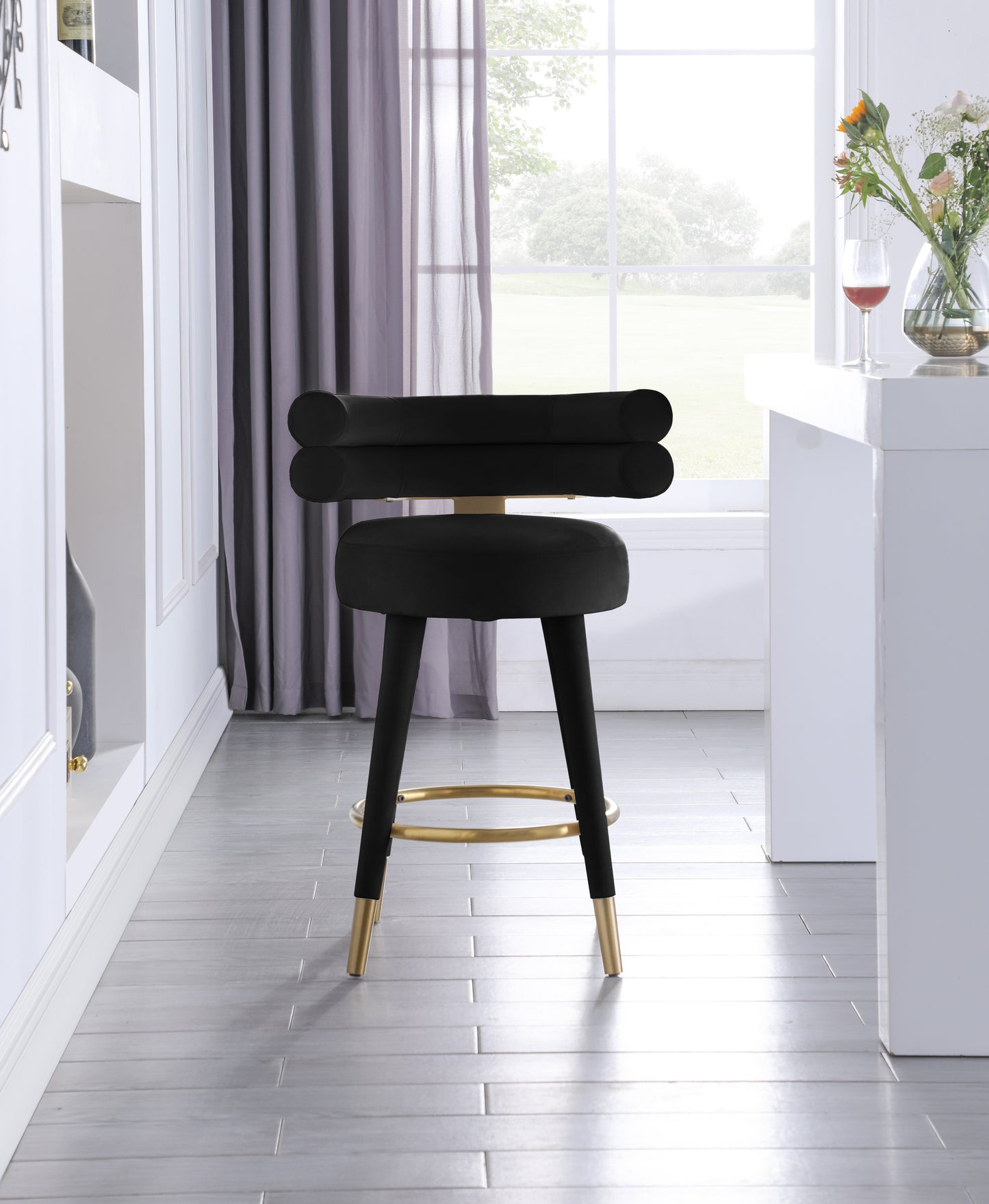 burton black velvet counter stool c