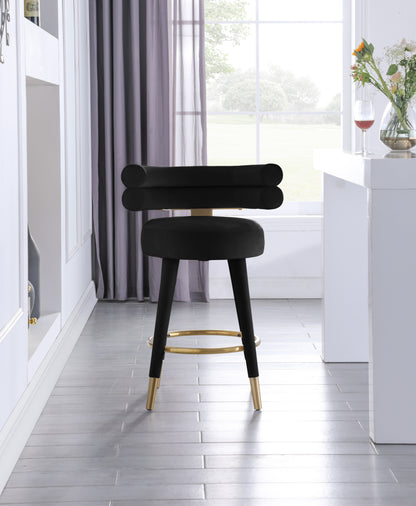 Burton Black Velvet Counter Stool C