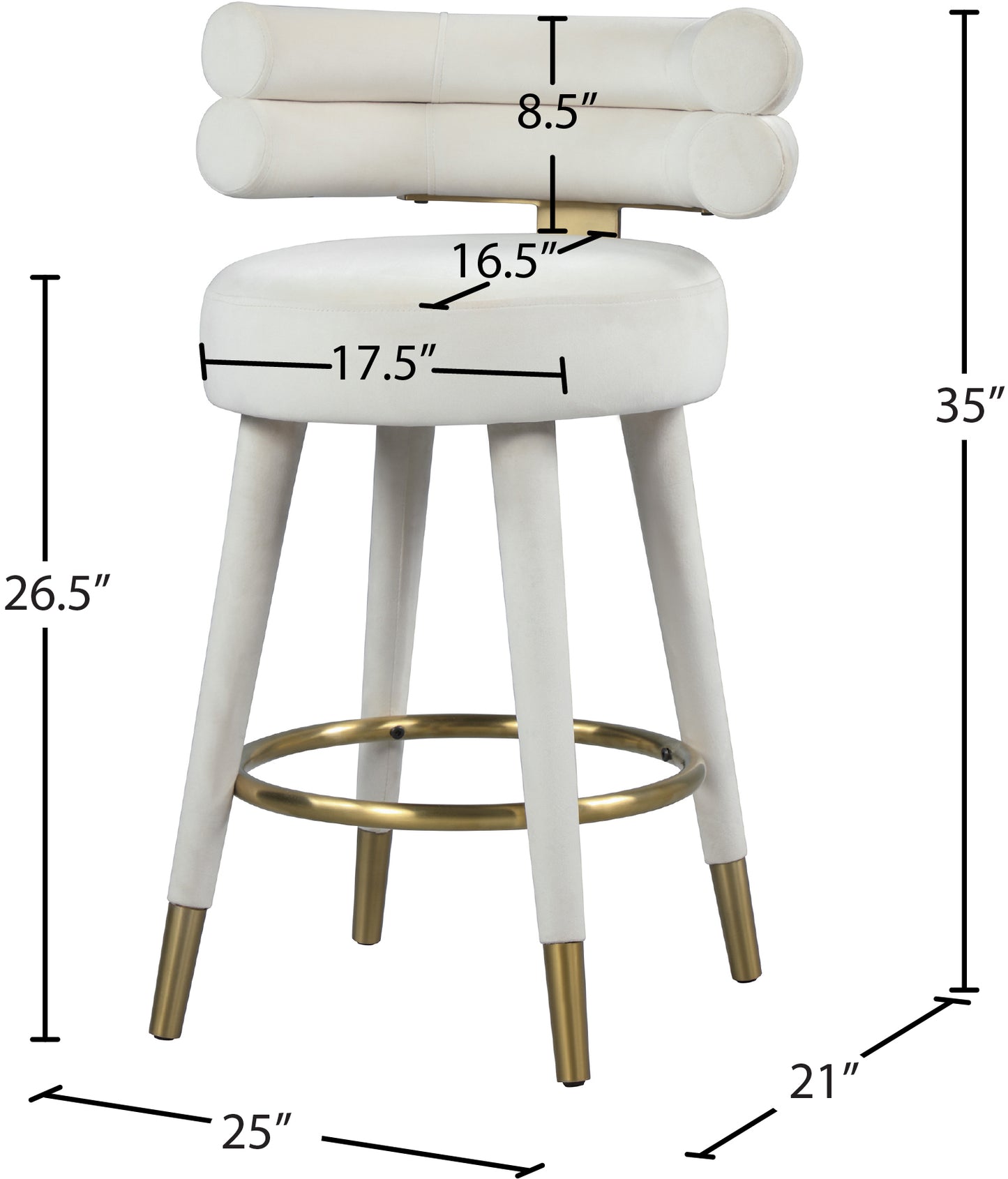 burton cream velvet counter stool c