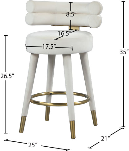 Burton Cream Velvet Counter Stool C