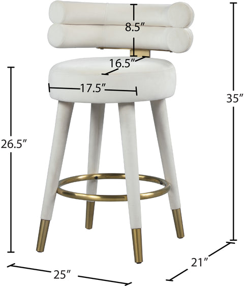 Burton Cream Velvet Counter Stool C