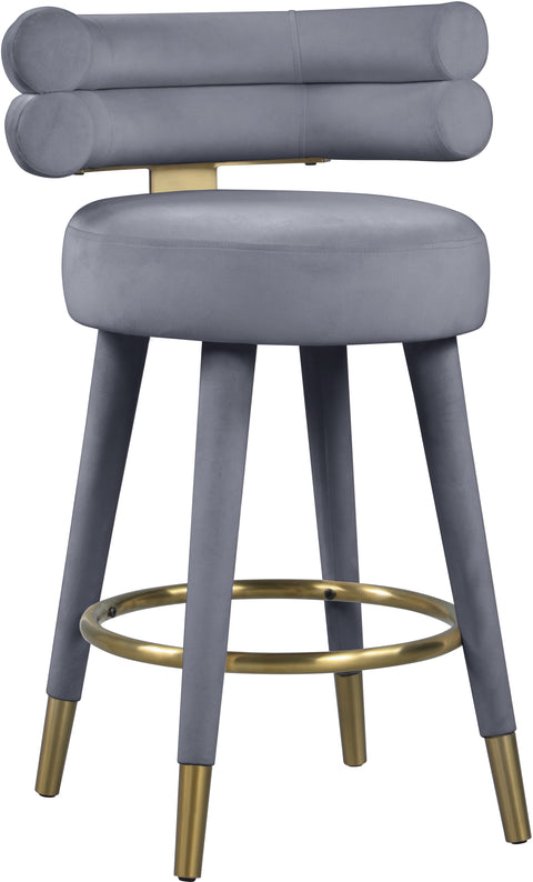Burton Grey Velvet Counter Stool C