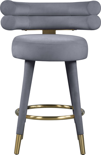 Burton Grey Velvet Counter Stool C