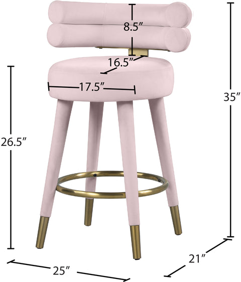 Burton Pink Velvet Counter Stool C