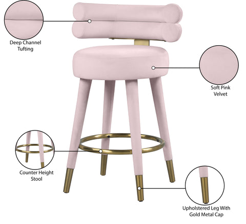 Burton Pink Velvet Counter Stool C