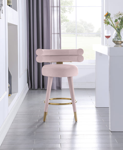 Burton Pink Velvet Counter Stool C