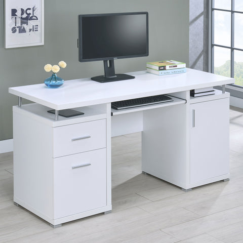 Reston 55-inch 2-drawer Office Computer Desk WhiteWhite