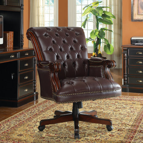 Watsonville Upholstered Executive Office Desk Chair Dark BrownDark Brown