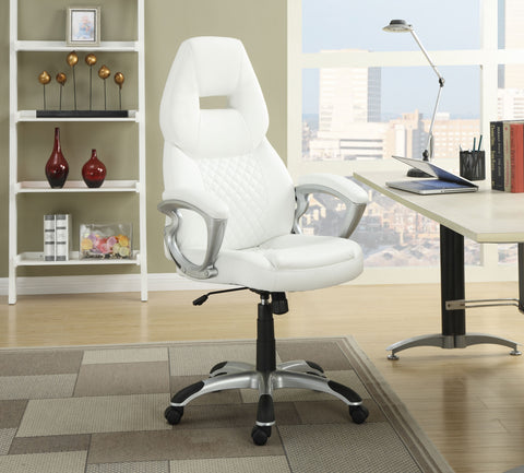 Trea Upholstered Adjustable Home Office Desk Chair WhiteWhite