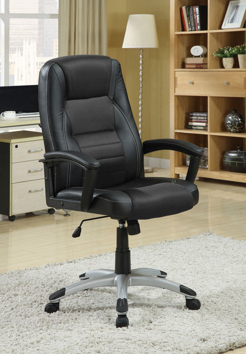 Victoria Upholstered Adjustable Home Office Desk Chair BlackBlack
