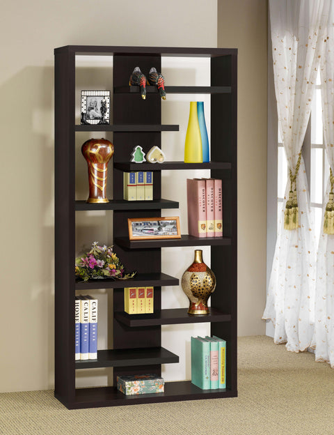 Fiona 71-inch 8-shelf Open Bookcase CappuccinoCappuccino