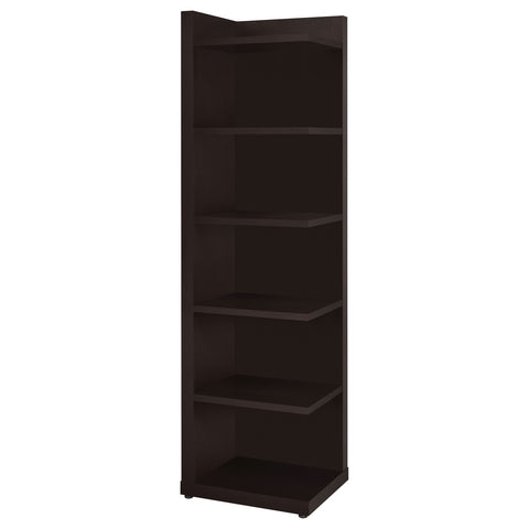 Heitor 71-inch 6-shelf Corner Bookcase CappuccinoCappuccino