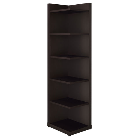 Heitor 71-inch 6-shelf Corner Bookcase CappuccinoCappuccino