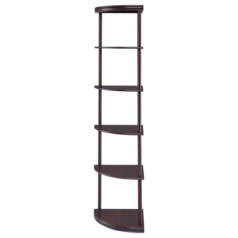 Dorielle 72-inch 5-shelf Corner Bookshelf CappuccinoCappuccino
