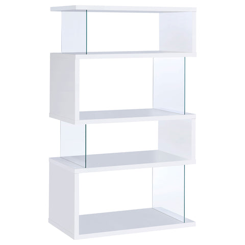 Bryce 63-inch 4-shelf Glass Panel Bookshelf WhiteWhite