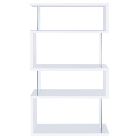 Bryce 63-inch 4-shelf Glass Panel Bookshelf WhiteWhite